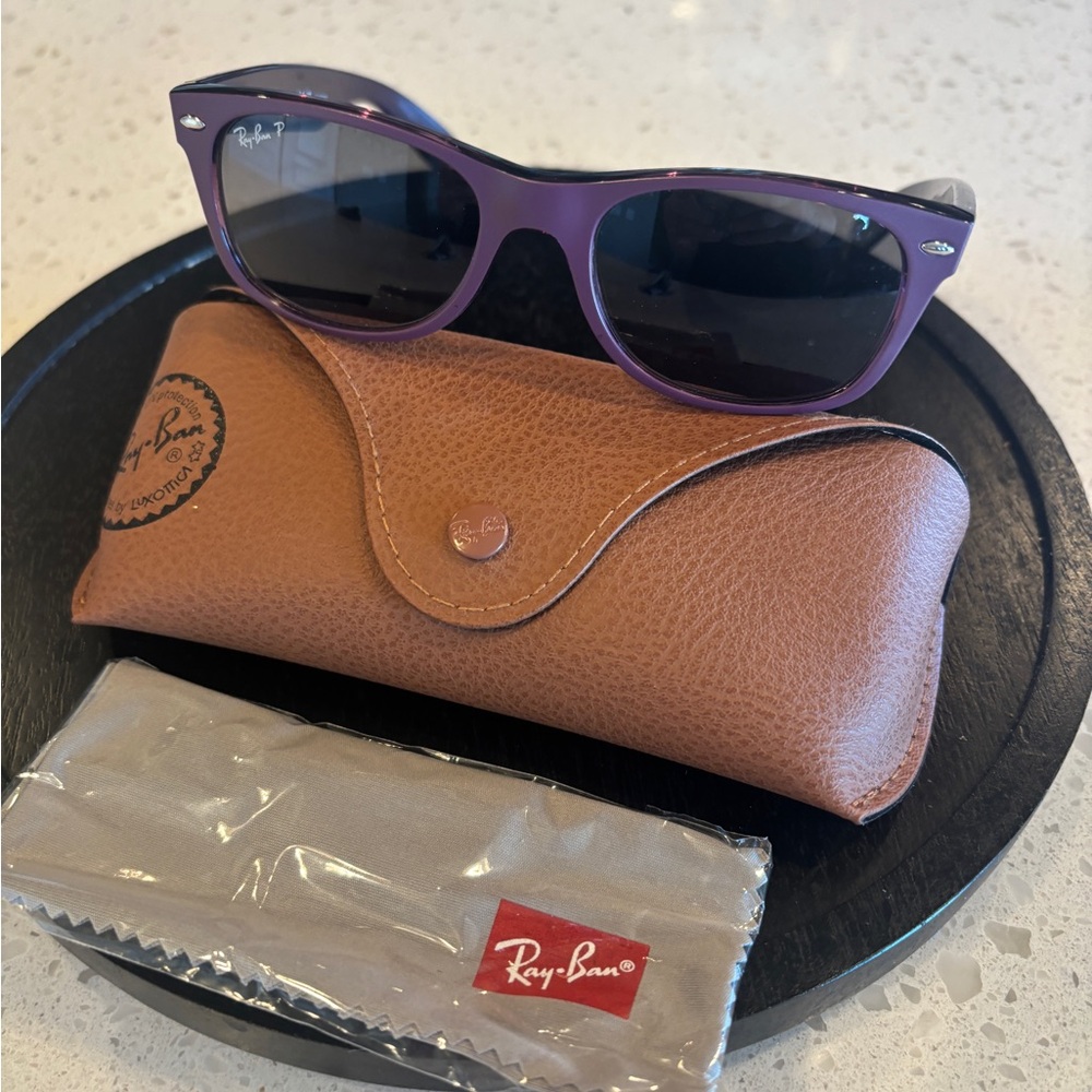Ray-Ban New Wayfarer Purple Sunglasses with Case! 52mm NEW